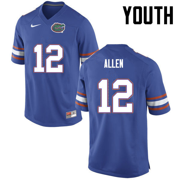 Youth Florida Gators #12 Jake Allen College Football Jerseys-Blue - Click Image to Close